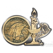 Магнит из бересты Крым-Дельфин свеча серебро
